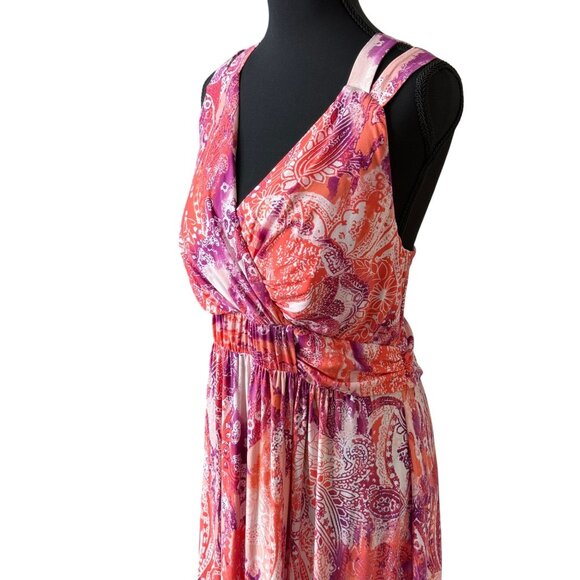 Soma Maxi Dress Crossback Straps Coral Purple Babydoll Y2K Size Large NWT - Picture 3 of 12